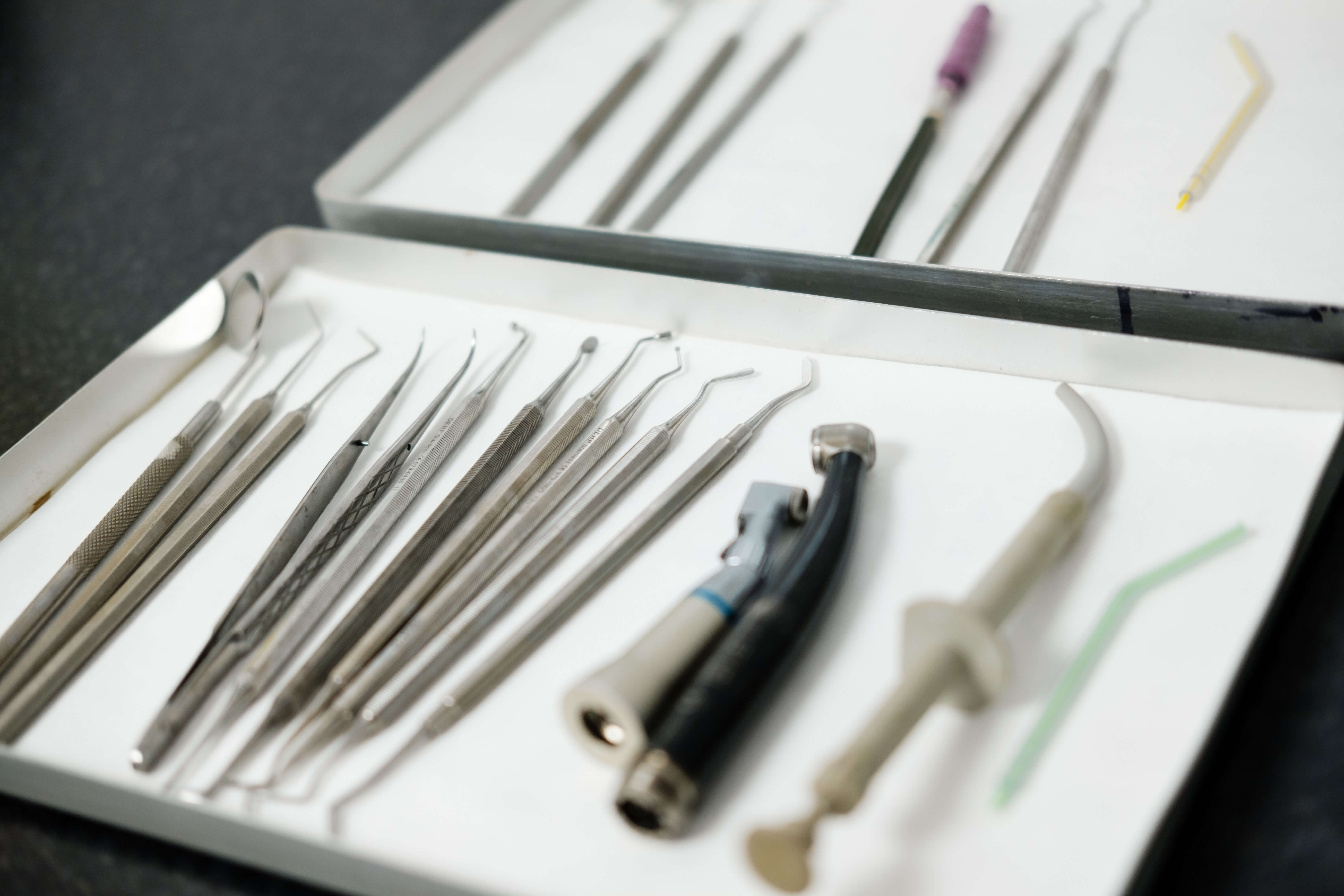 Dental tools in tray