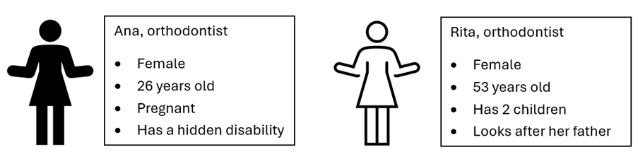 POP examples drawing of two female cartoons with black text