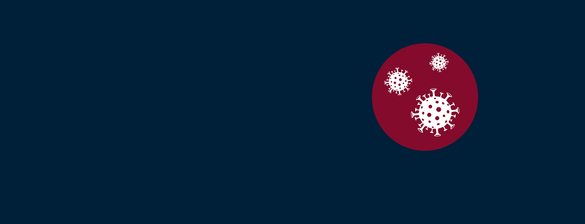 Blue banner with illustration of a red virus cell