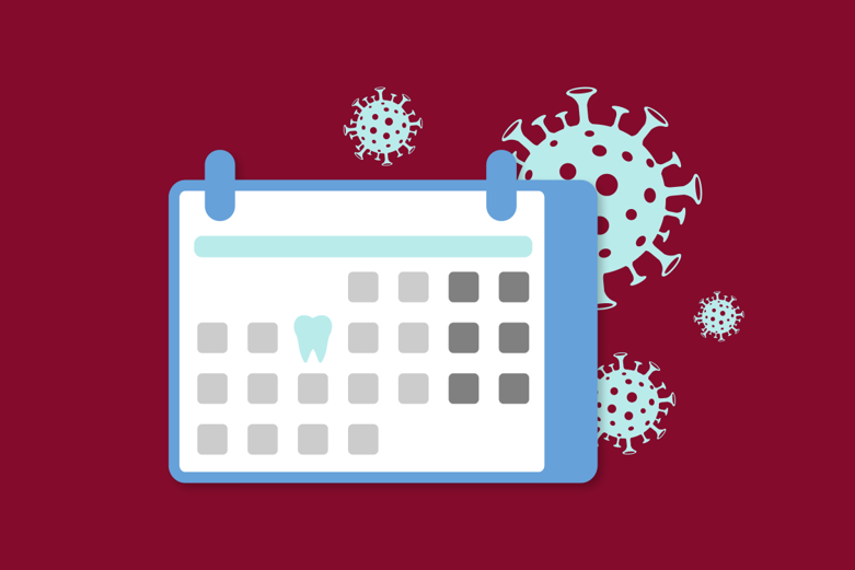 Theme three COVID virus and a calendar illustration