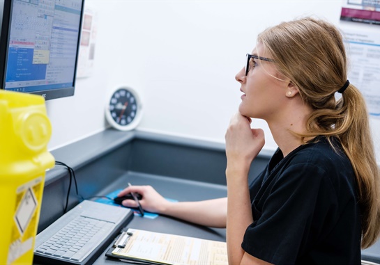 Woman at computer