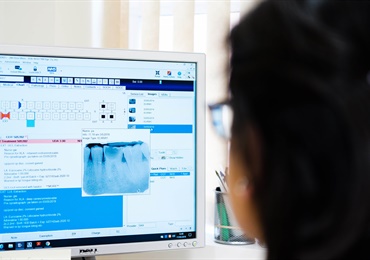 Computer screen and woman