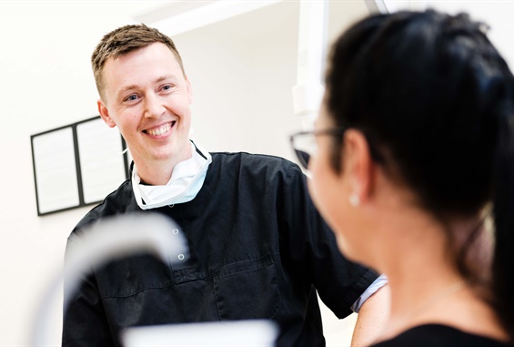 Dentist smiling